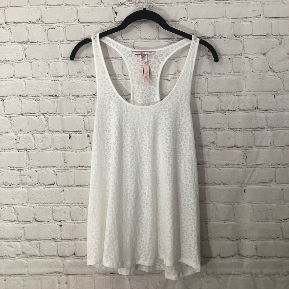NWT White burnout Victoria’s Secret leopard tank